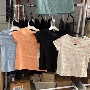 5 piece bundle Kids Short Sleeve Tops - Blue, White, Black